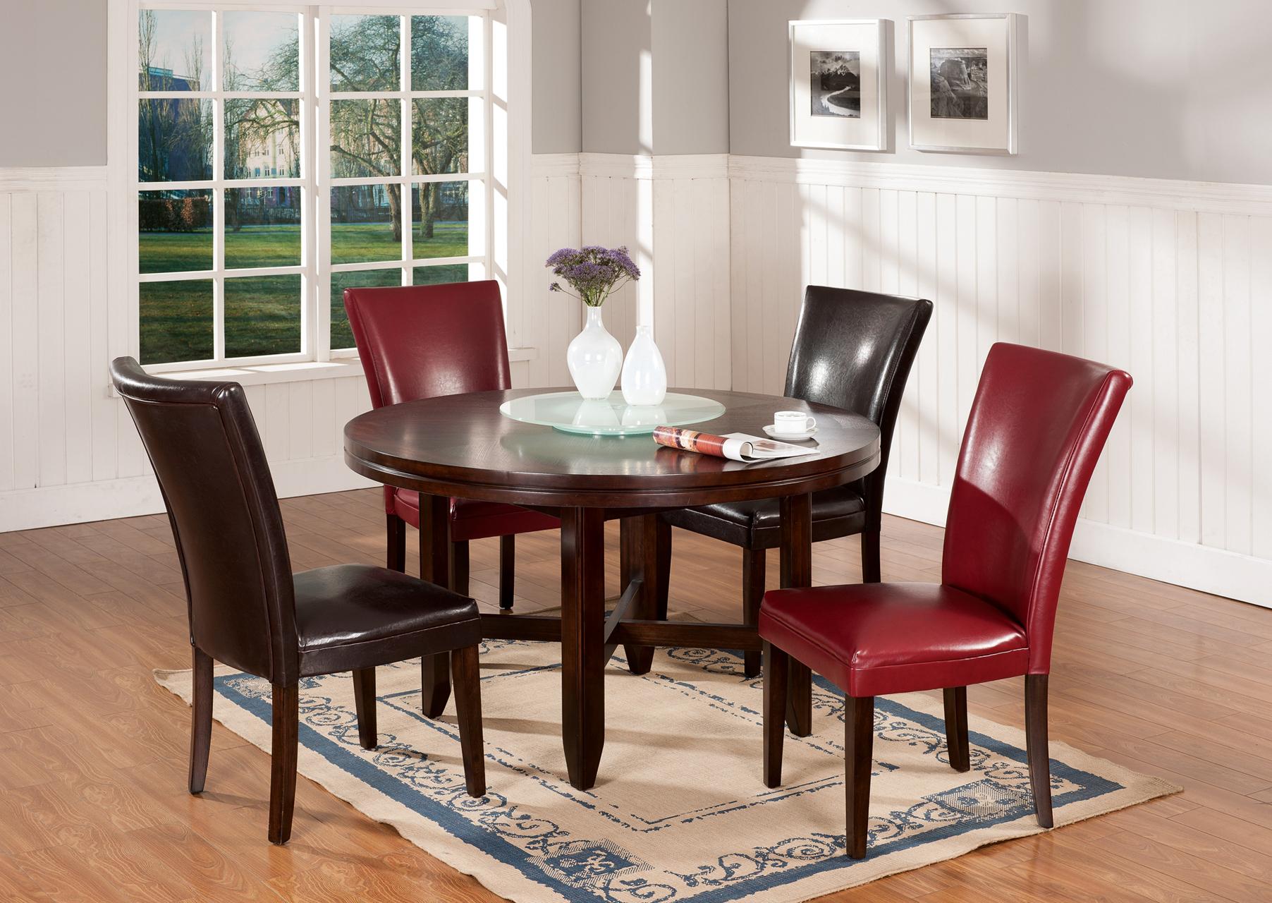 Vendor 3985 Hartford 52" Round Contemporary Dining Table with Lazy Susan Becker Furniture